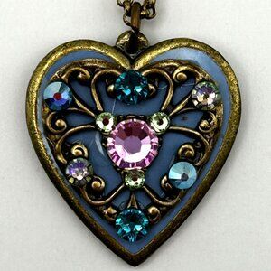 Anne Koplik Designs Heart Necklace Swarovski Crystals Made in USA 18 in